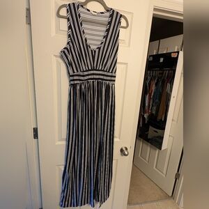 Navy and White Striped Dress Size L